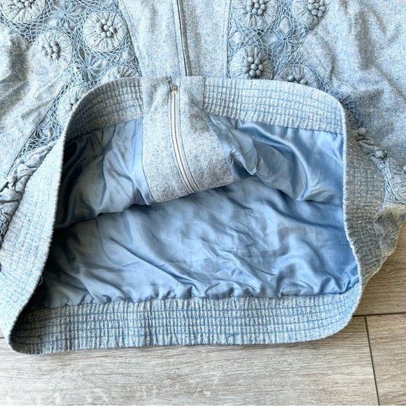 Vintage Lim's Pure Silk Embellished Denim Bomber Jacket - Picture 13 of 16